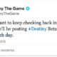Tuit de Bungie sobre la beta de Destiny.