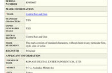 Konami registra Contra Run and Gun