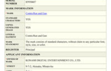Konami registra Contra Run and Gun