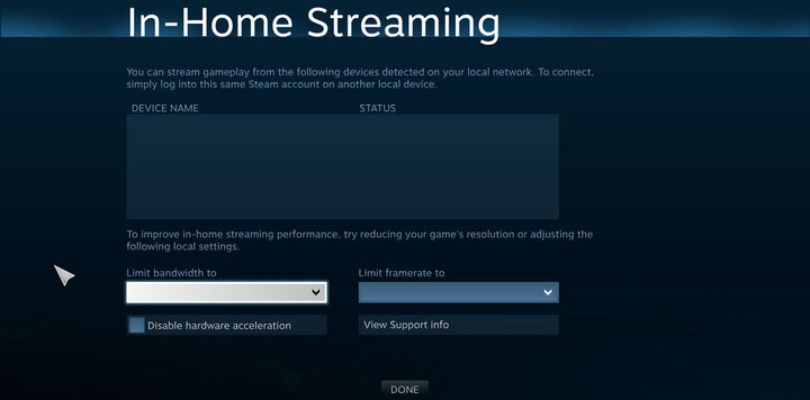 Pantallazo del streaming 'in-house'.