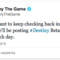 Tuit de Bungie sobre la beta de Destiny.