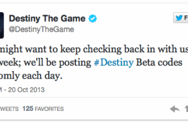 Tuit de Bungie sobre la beta de Destiny.