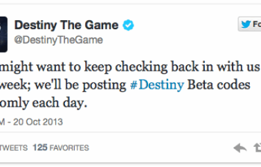 Tuit de Bungie sobre la beta de Destiny.