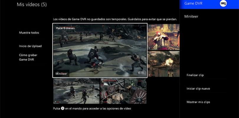 Game DVR de Xbox One.