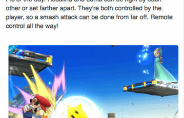 Rosalina y Luma luchando en Super Smash Bros.
